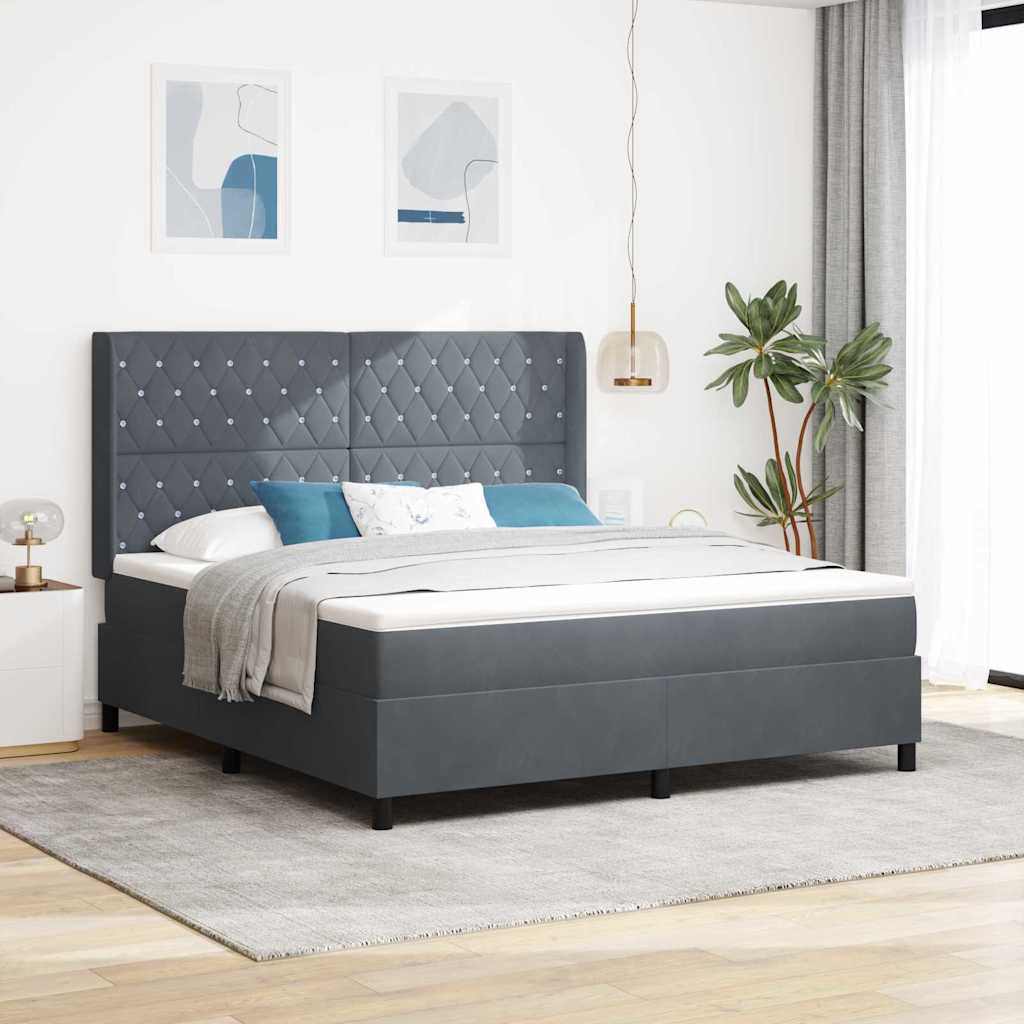 Cama Box Spring com cabeceira Azul 100 x 200 cm Veludo