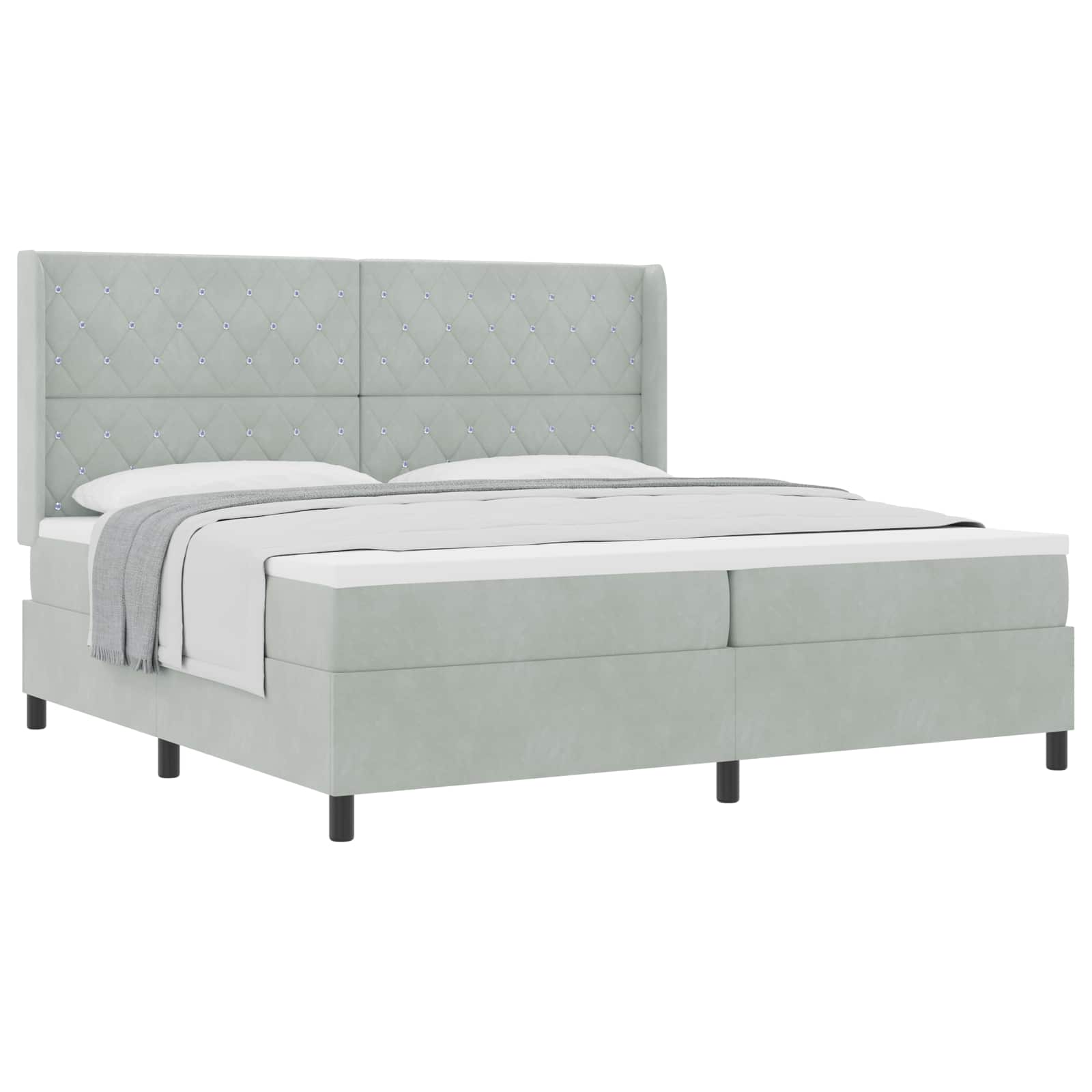 Cama Box Spring com cabeceira Azul 100 x 200 cm Veludo