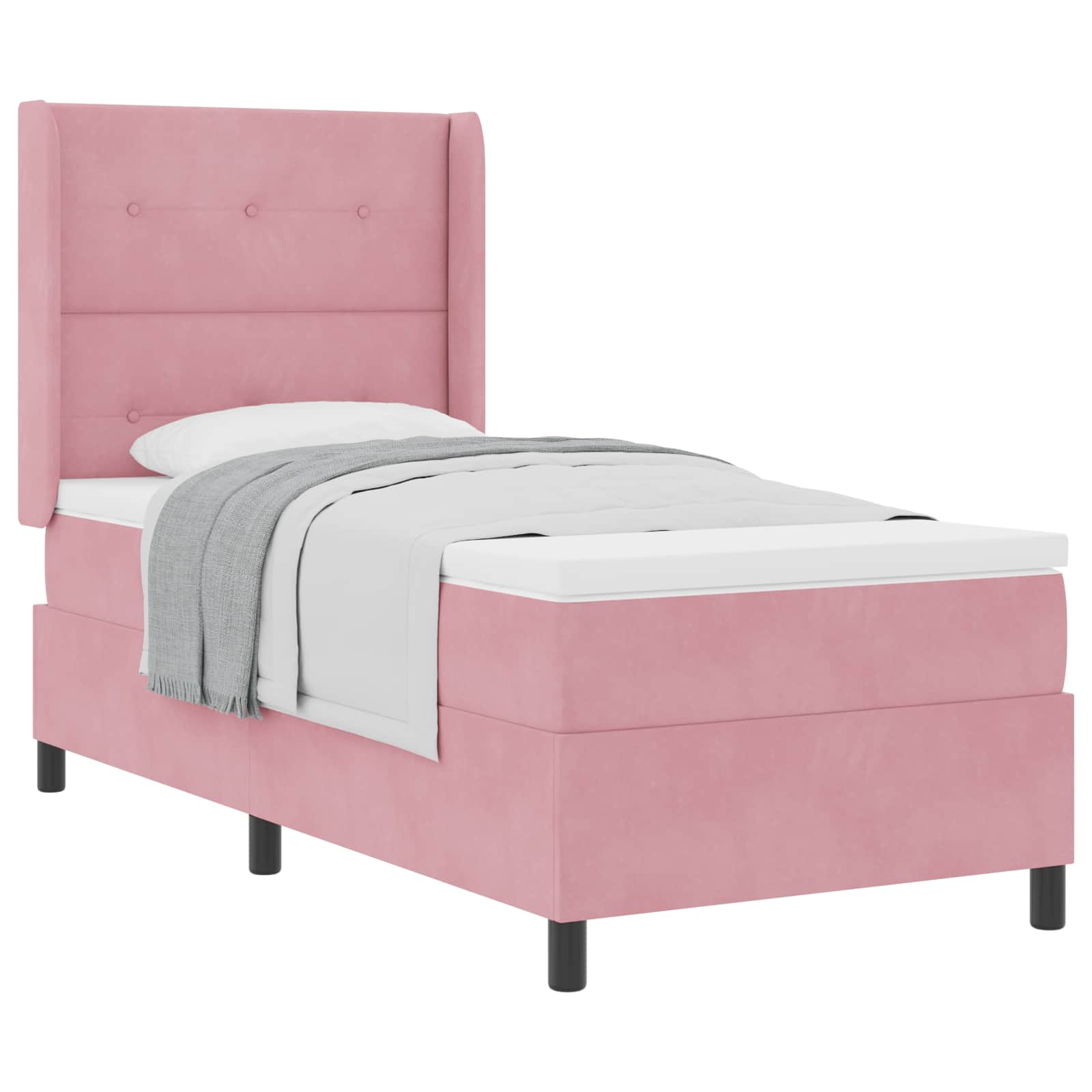 Cama Box Spring com cabeceira Azul 100 x 200 cm Veludo