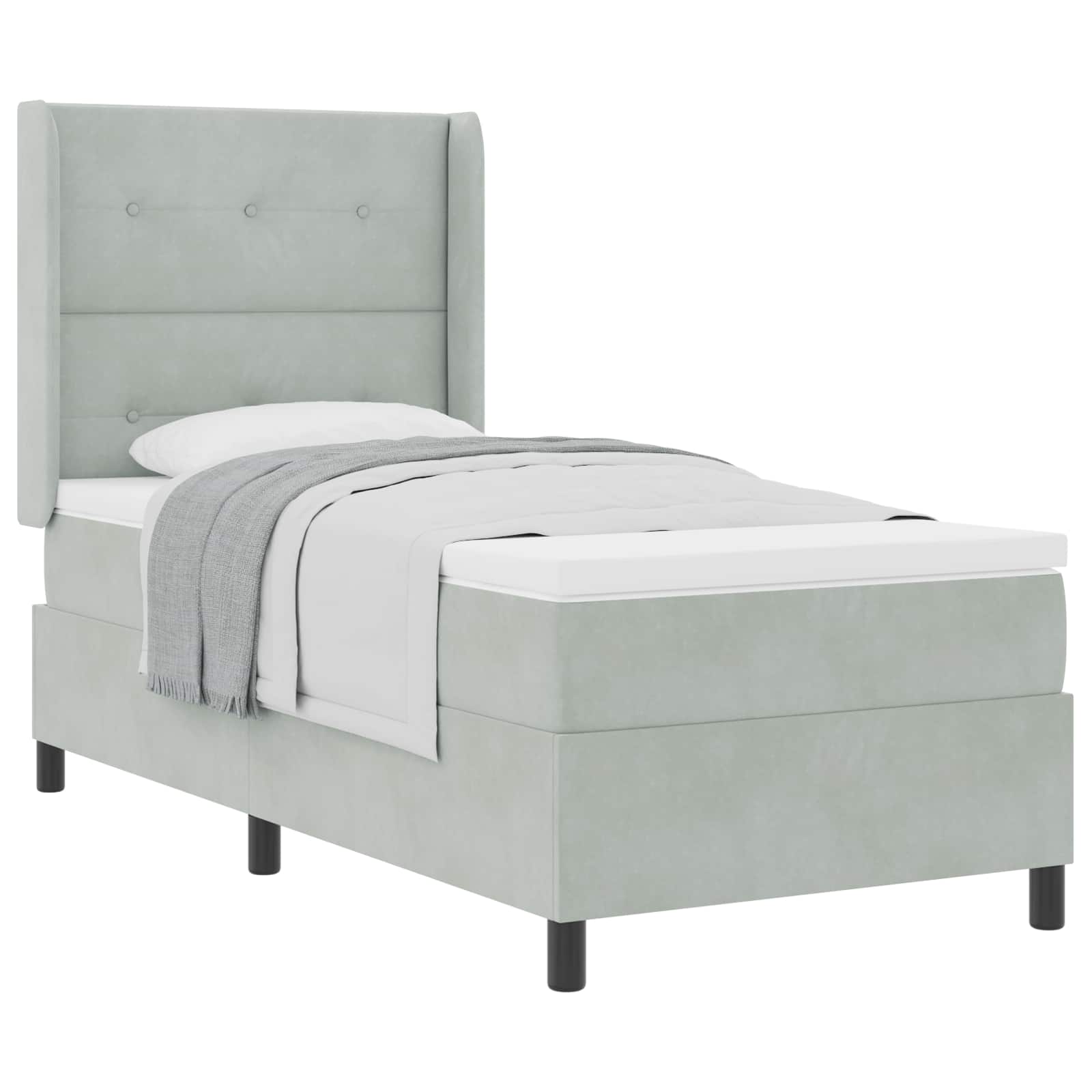 Cama Box Spring com cabeceira Azul 100 x 200 cm Veludo
