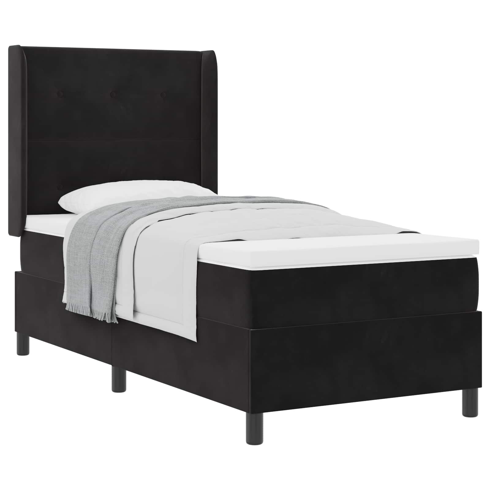 Cama Box Spring com cabeceira Azul 100 x 200 cm Veludo