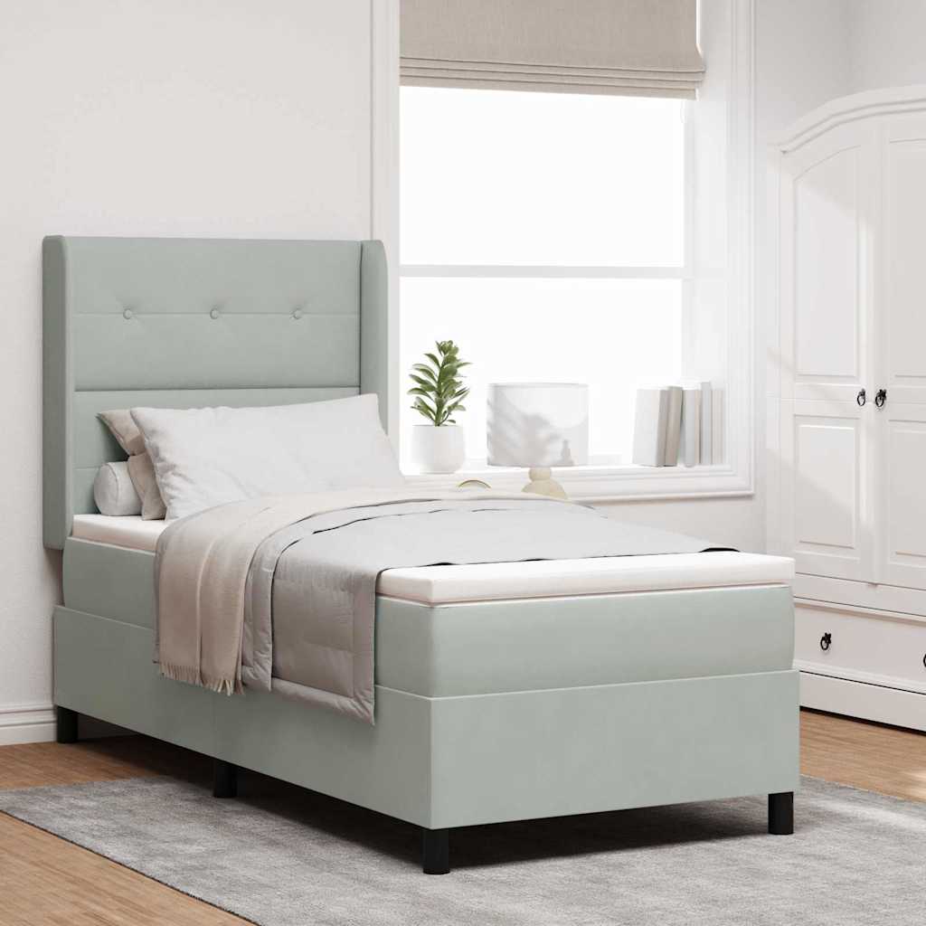 Cama Box Spring com cabeceira Azul 100 x 200 cm Veludo
