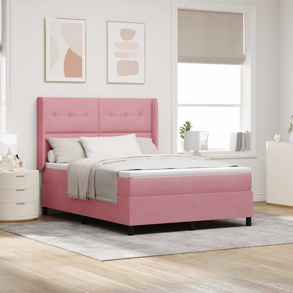 Cama Box Spring com cabeceira Azul 100 x 200 cm Veludo