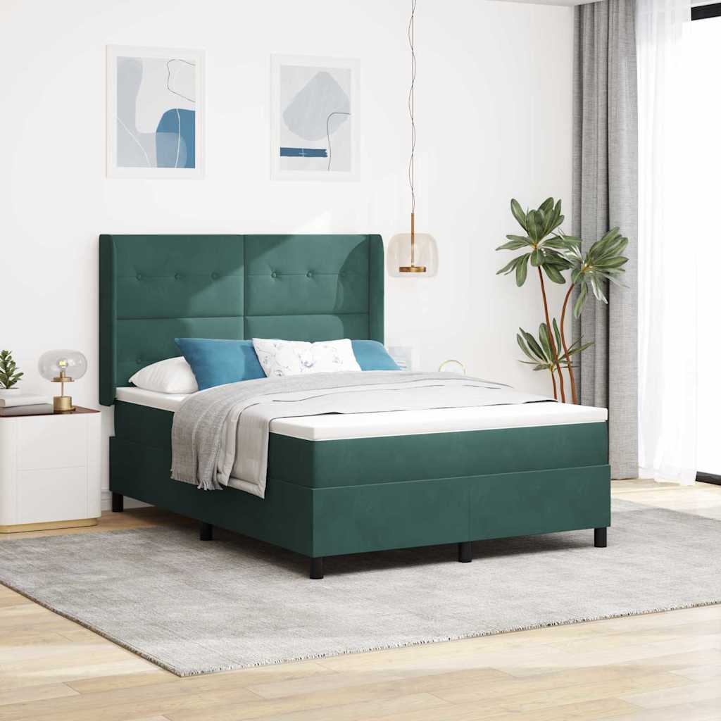 Cama Box Spring com cabeceira Azul 100 x 200 cm Veludo