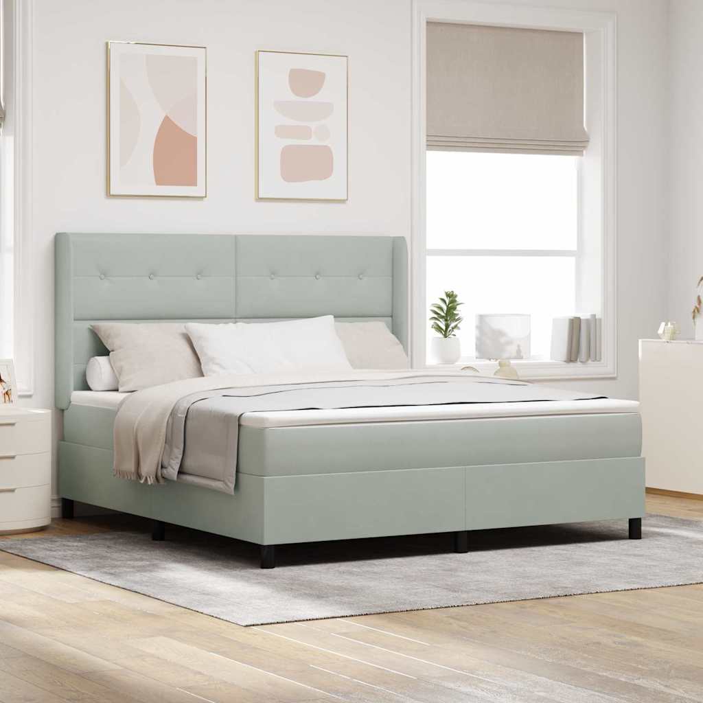 Cama Box Spring com cabeceira Azul 100 x 200 cm Veludo