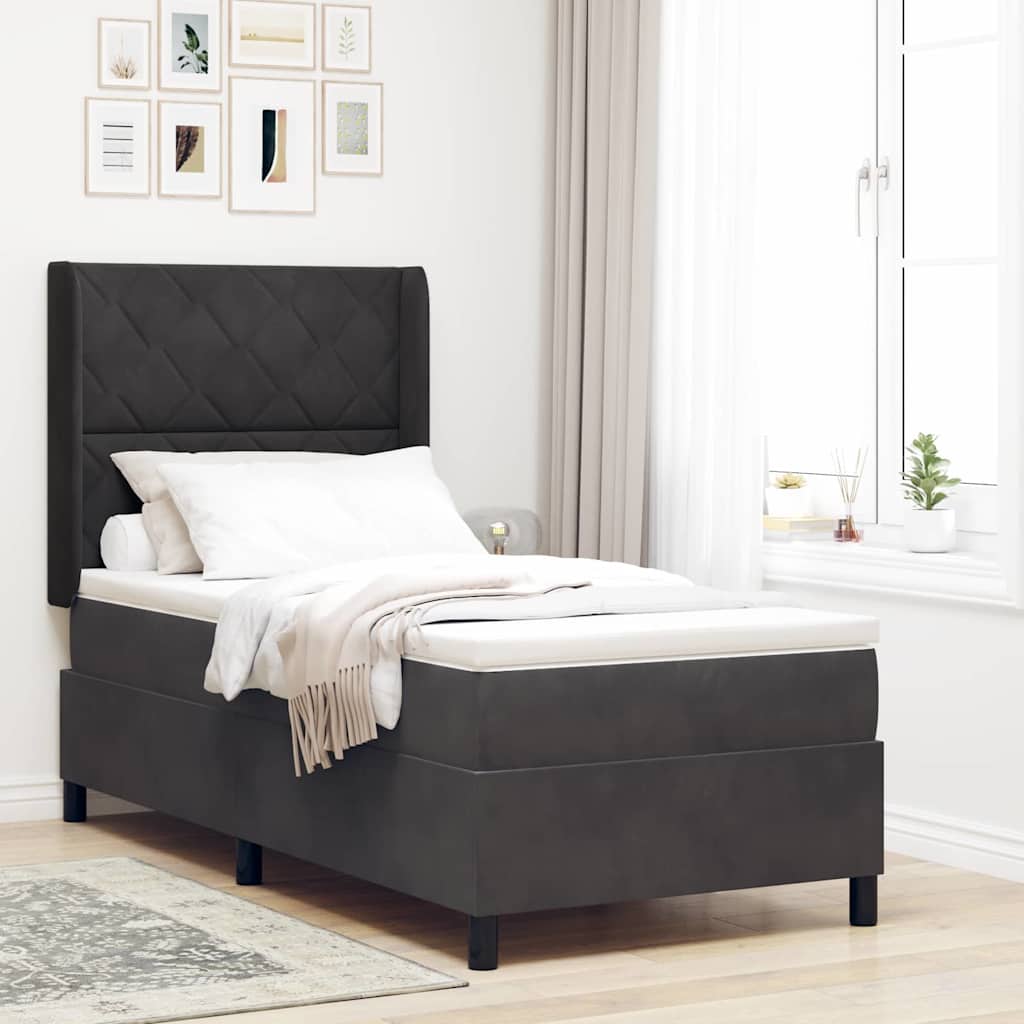 Cama Box Spring com cabeceira Azul 100 x 200 cm Veludo