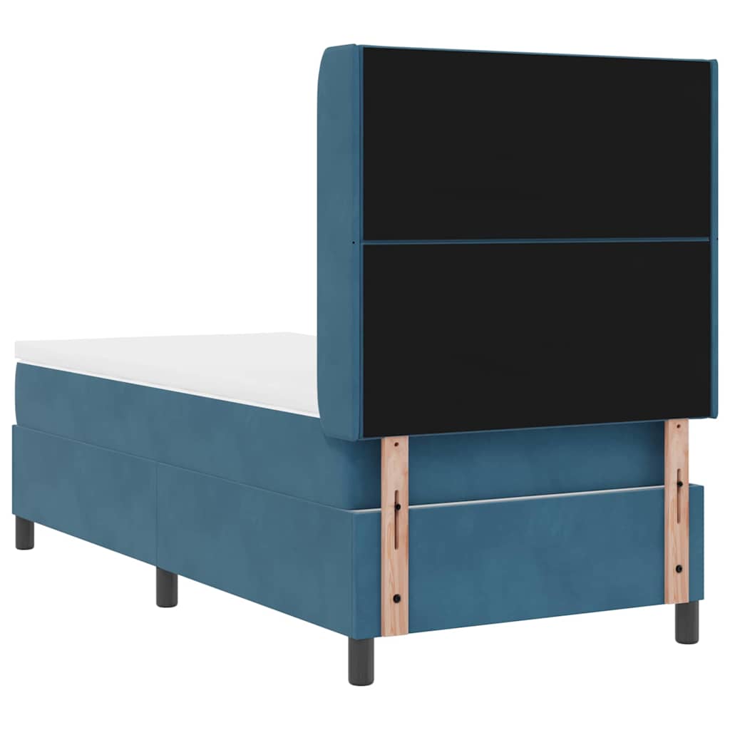 Cama Box Spring com cabeceira Azul 100 x 200 cm Veludo