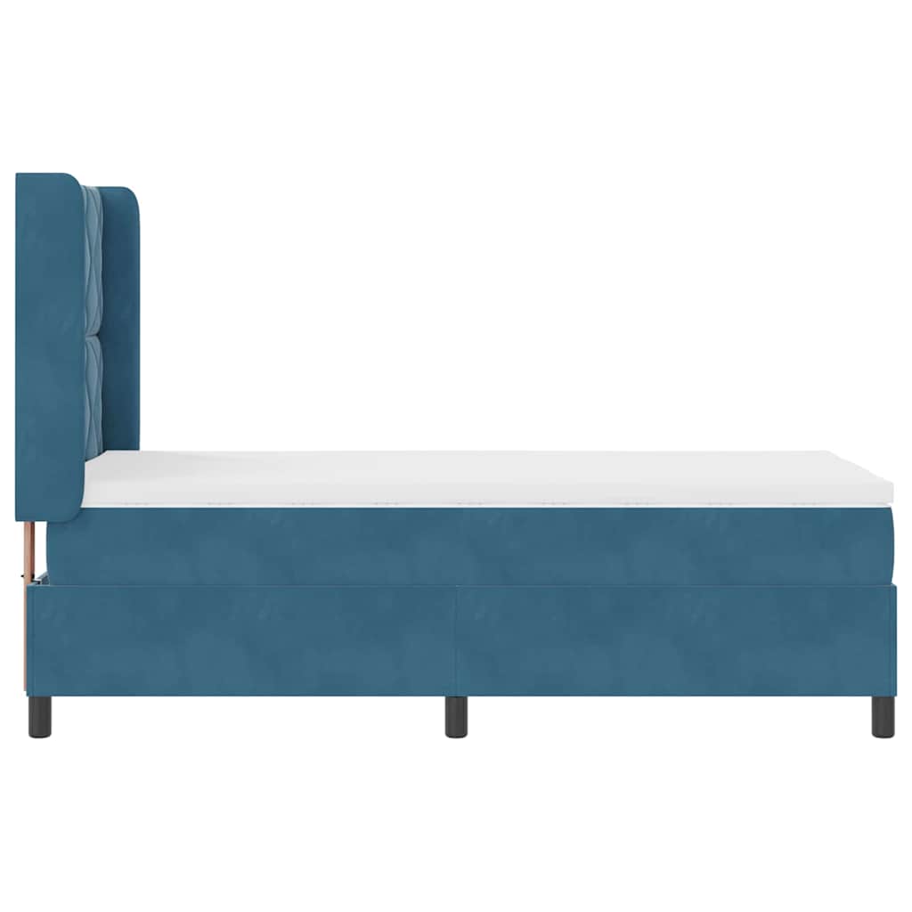 Cama Box Spring com cabeceira Azul 100 x 200 cm Veludo