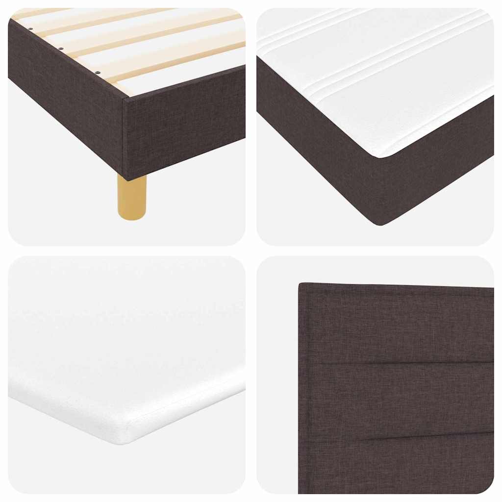 Cama Box Spring LED con cabecera Marrón Oscuro 80 x 200 cm tela