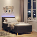 Cama Box Spring LED con cabecera Marrón Oscuro 80 x 200 cm tela