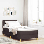 Cama Box Spring LED con cabecera Marrón Oscuro 80 x 200 cm tela