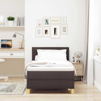 Cama Box Spring LED con cabecera Marrón Oscuro 80 x 200 cm tela