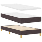 Cama Box Spring LED con cabecera Marrón Oscuro 80 x 200 cm tela
