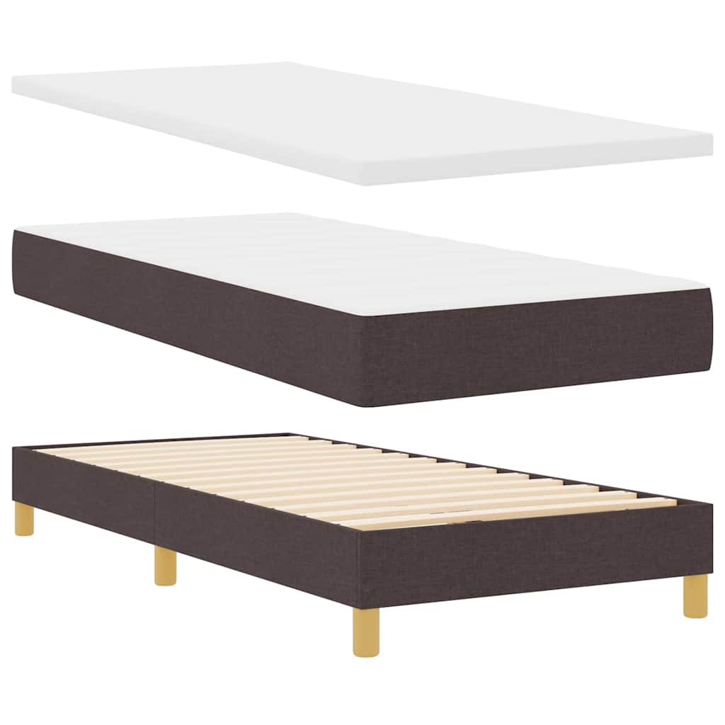 Cama Box Spring LED con cabecera Marrón Oscuro 80 x 200 cm tela