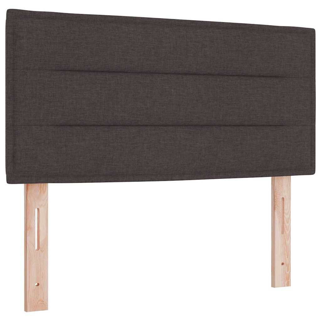 Cama Box Spring LED con cabecera Marrón Oscuro 80 x 200 cm tela