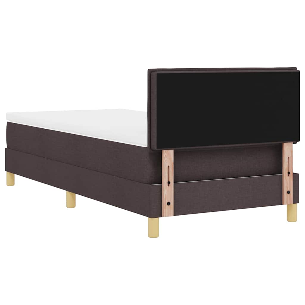 Cama Box Spring LED con cabecera Marrón Oscuro 80 x 200 cm tela