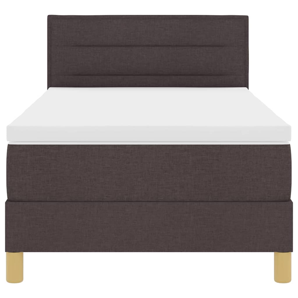 Cama Box Spring LED con cabecera Marrón Oscuro 80 x 200 cm tela