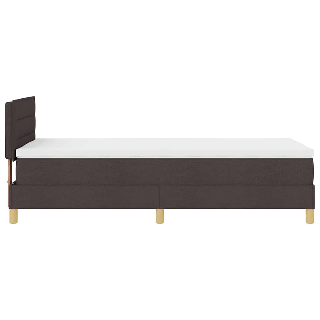 Cama Box Spring LED con cabecera Marrón Oscuro 80 x 200 cm tela