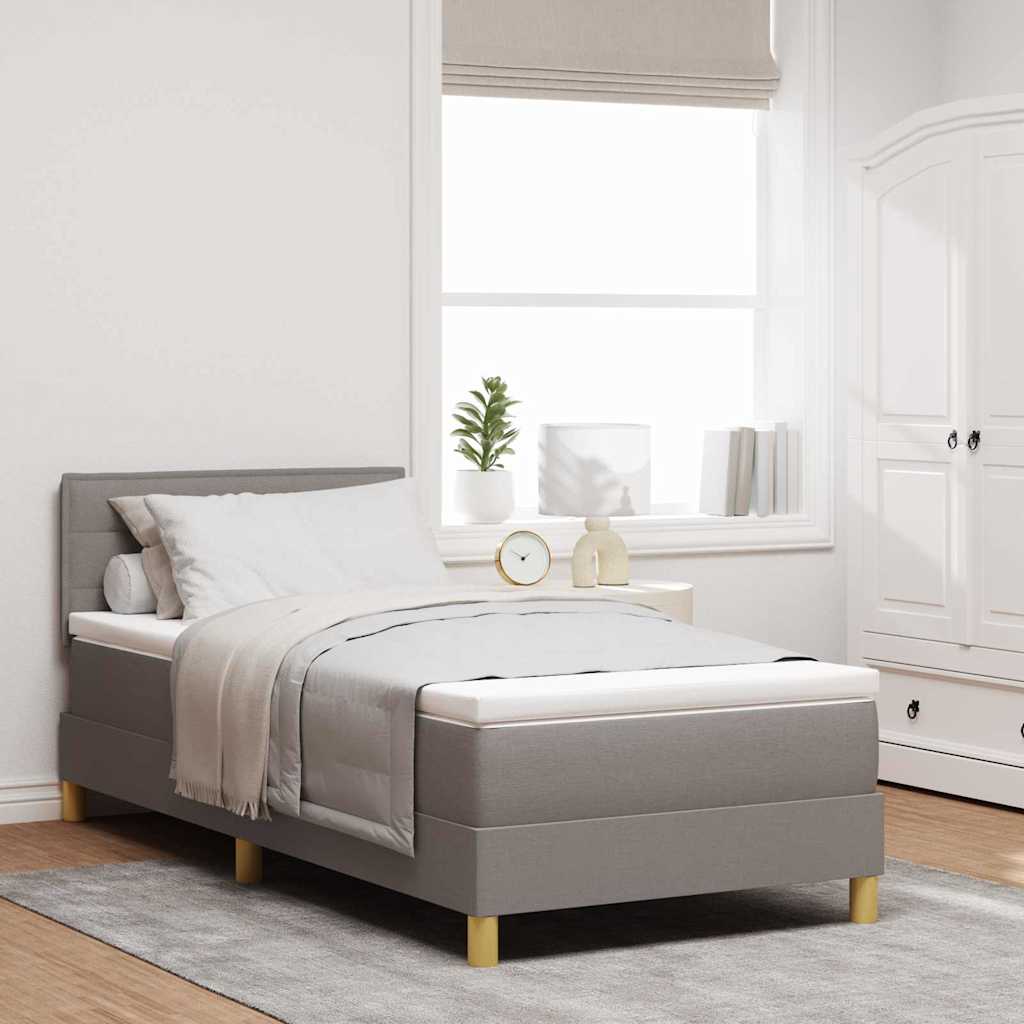 LED Box Spring Bed with Headboard Dark Brown 80 x 200 cm fabric