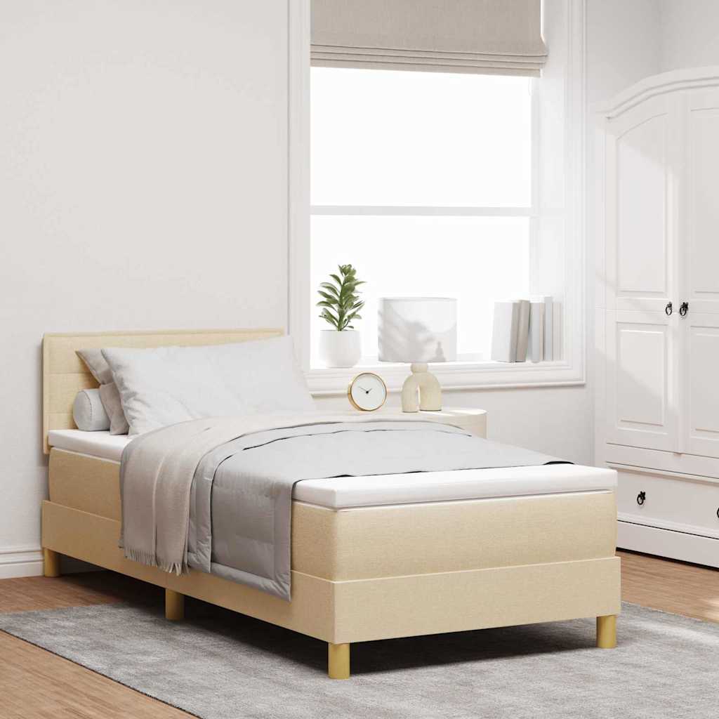 LED Box Spring Bed with Headboard Dark Brown 80 x 200 cm fabric