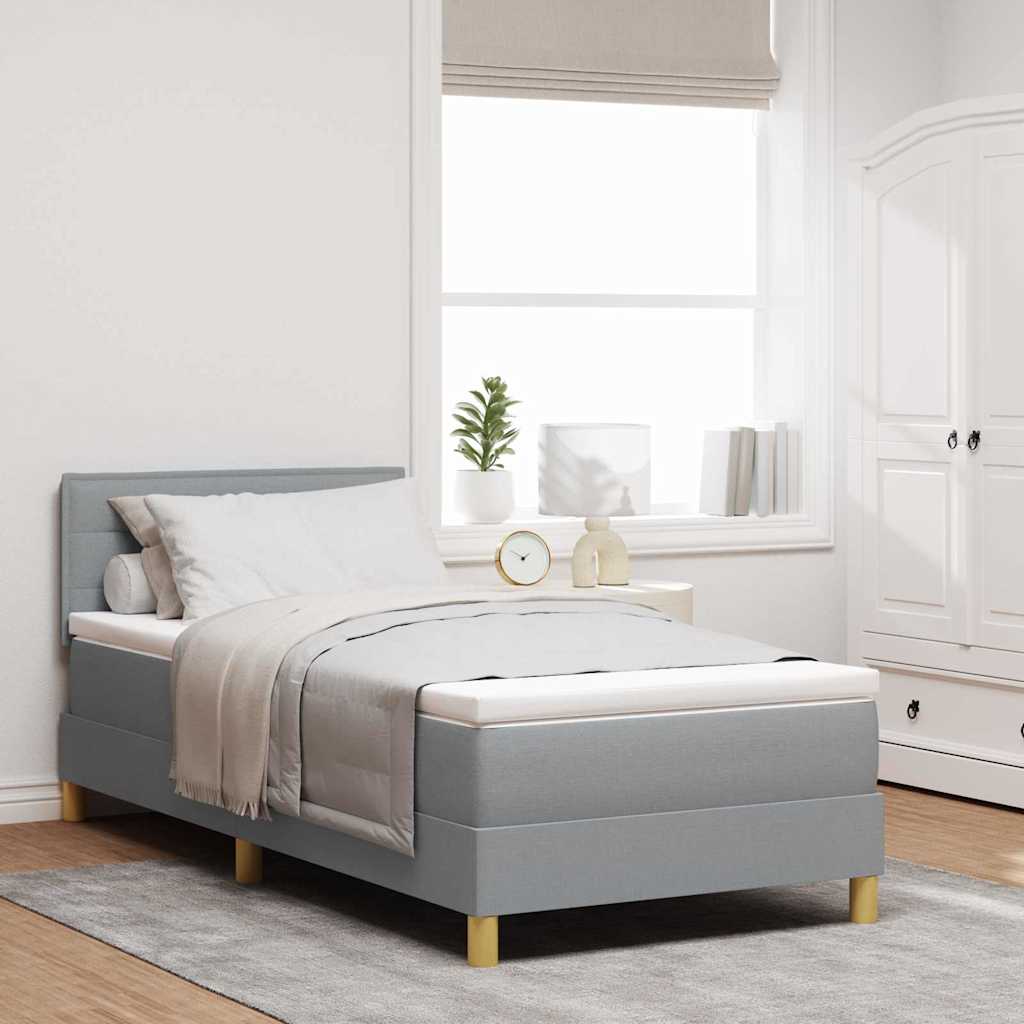 LED Box Spring Bed with Headboard Dark Brown 80 x 200 cm fabric