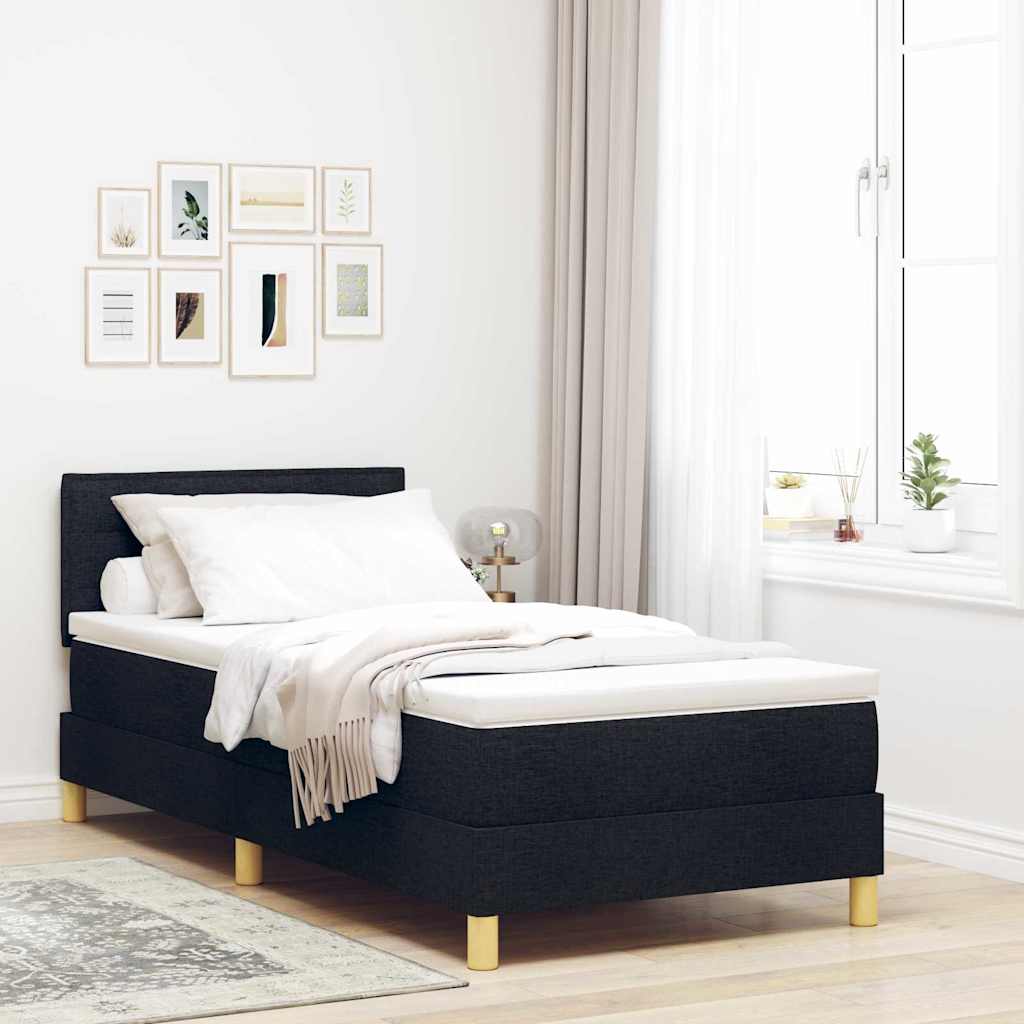 LED Box Spring Bed with Headboard Dark Brown 80 x 200 cm fabric