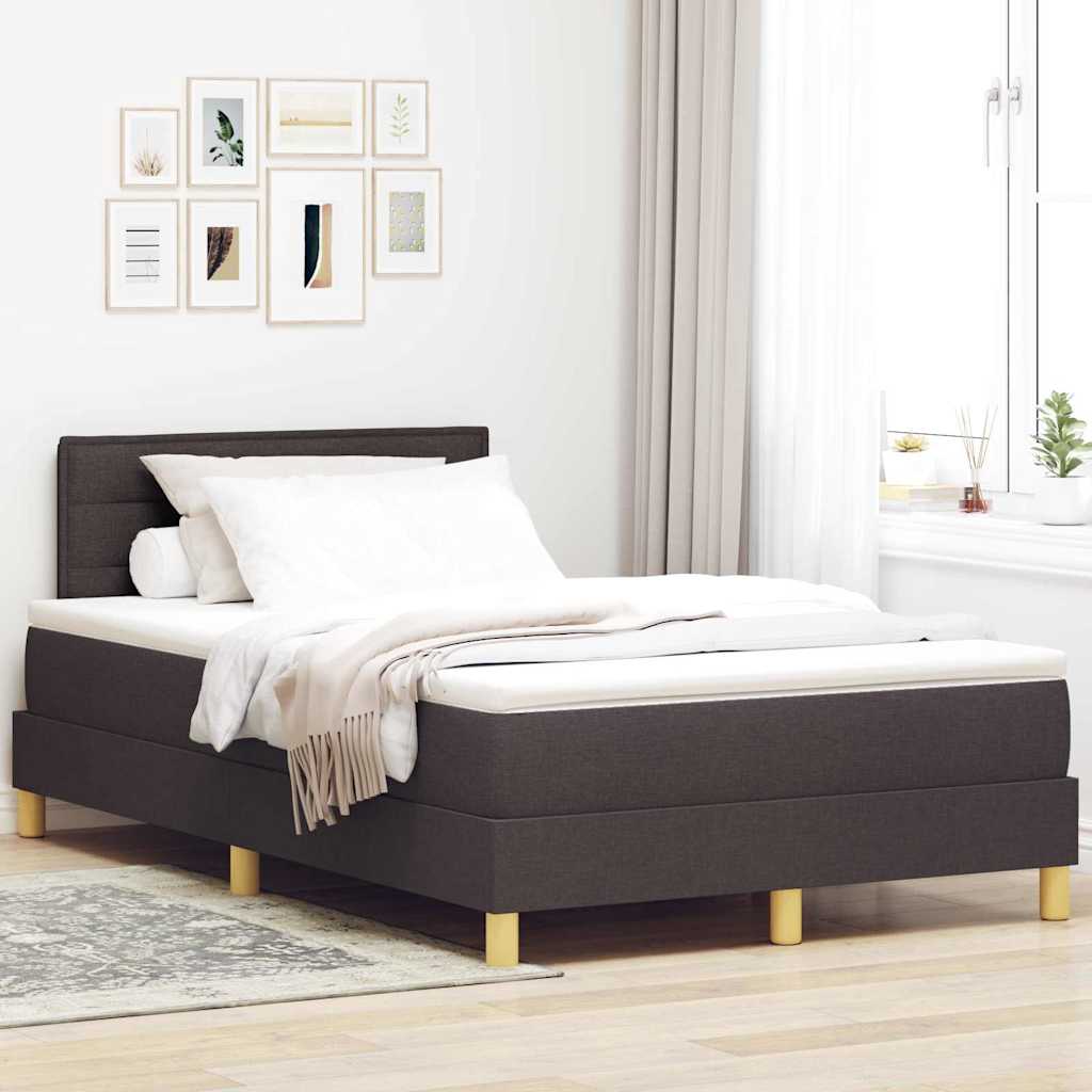 LED Box Spring Bed with Headboard Dark Brown 80 x 200 cm fabric