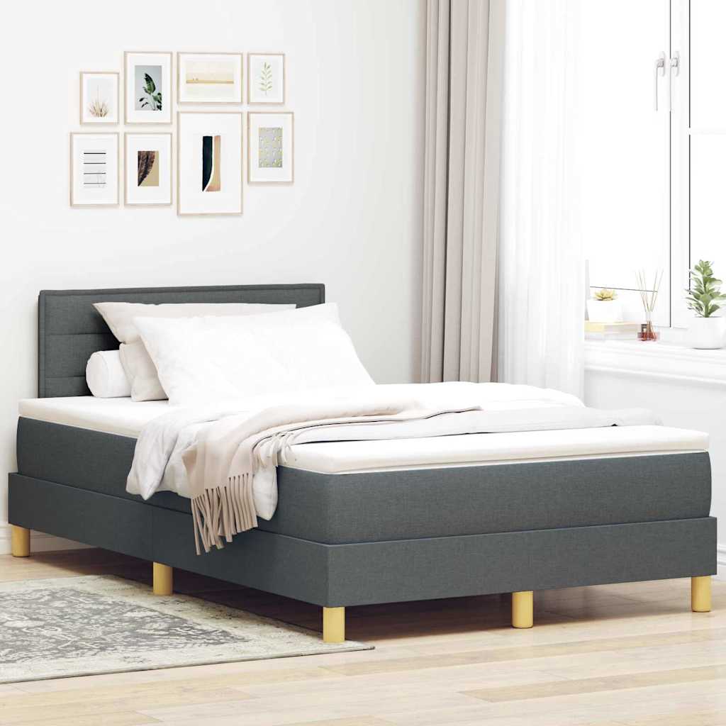 LED Box Spring Bed with Headboard Dark Brown 80 x 200 cm fabric