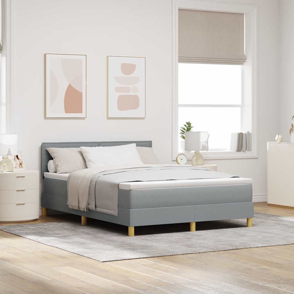 LED Box Spring Bed with Headboard Dark Brown 80 x 200 cm fabric