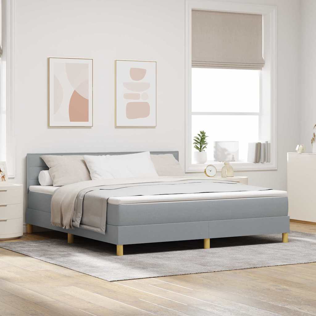 LED Box Spring Bed with Headboard Dark Brown 80 x 200 cm fabric