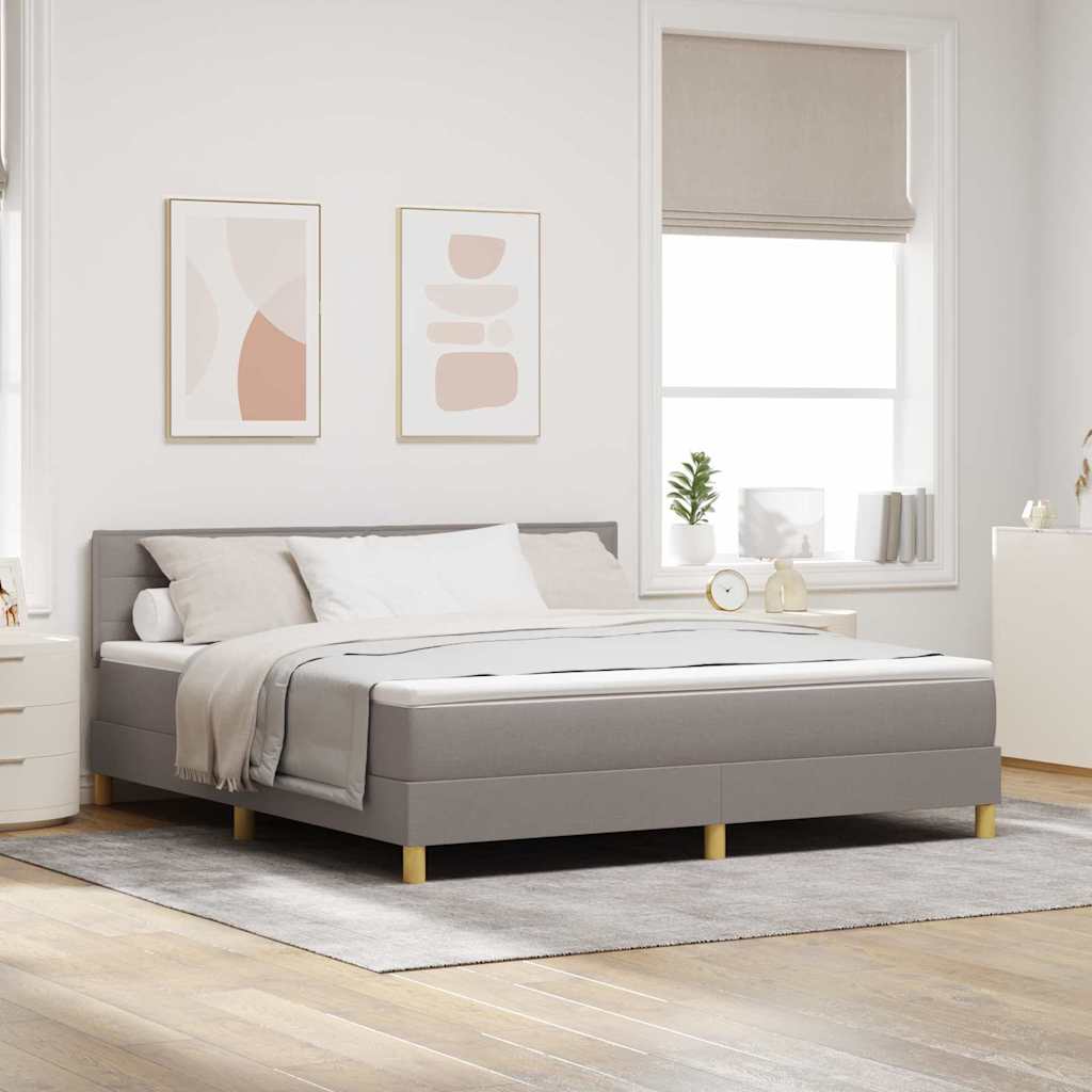 LED Box Spring Bed with Headboard Dark Brown 80 x 200 cm fabric
