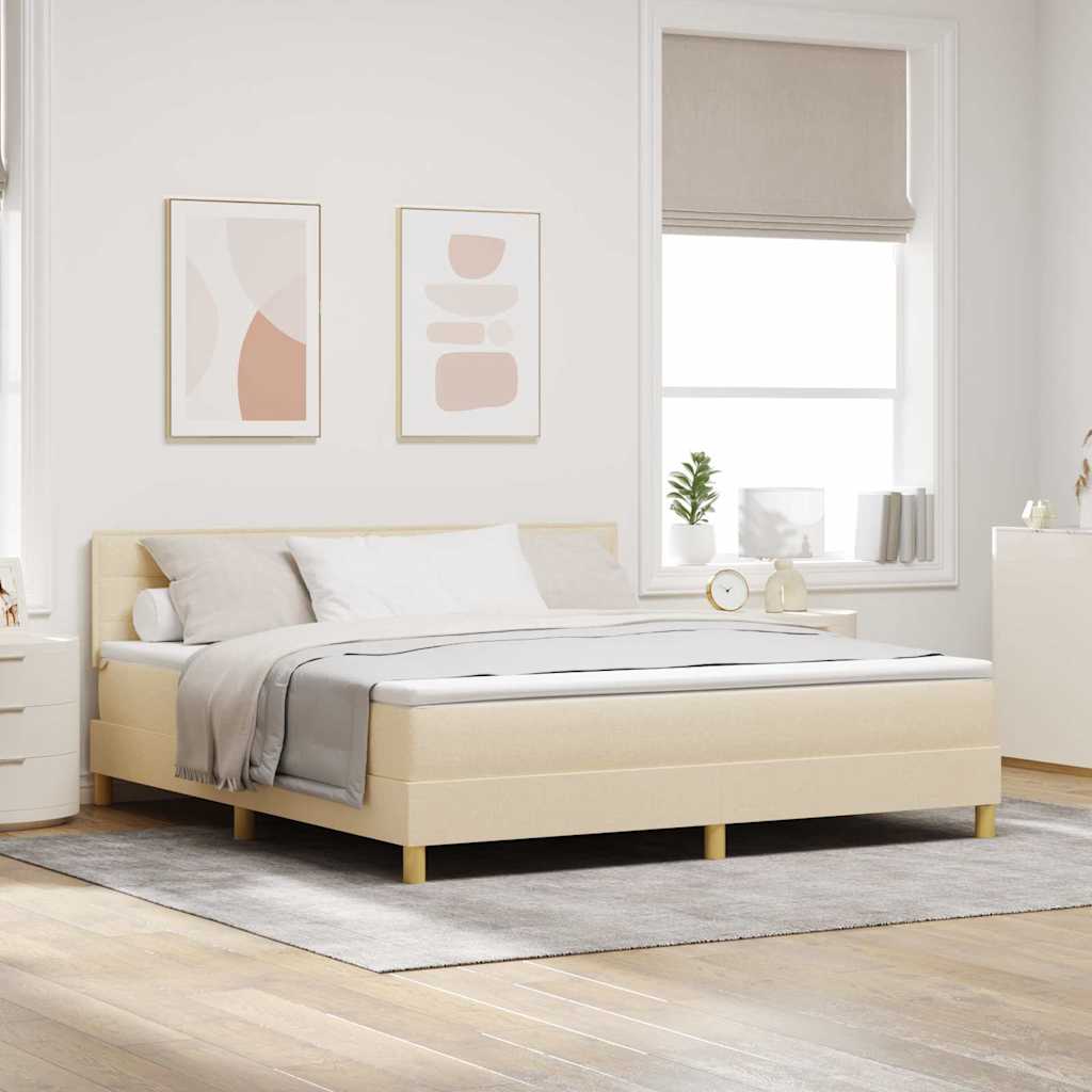 LED Box Spring Bed with Headboard Dark Brown 80 x 200 cm fabric