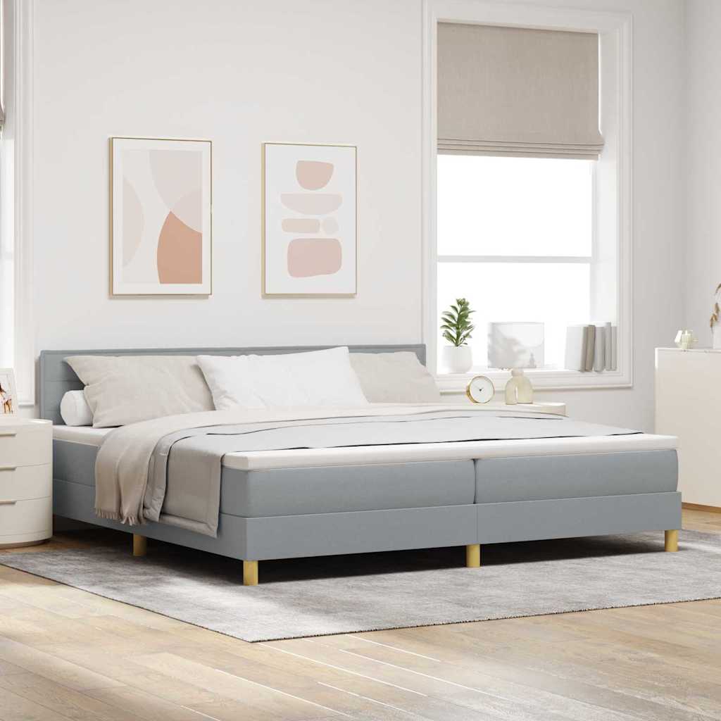 LED Box Spring Bed with Headboard Dark Brown 80 x 200 cm fabric
