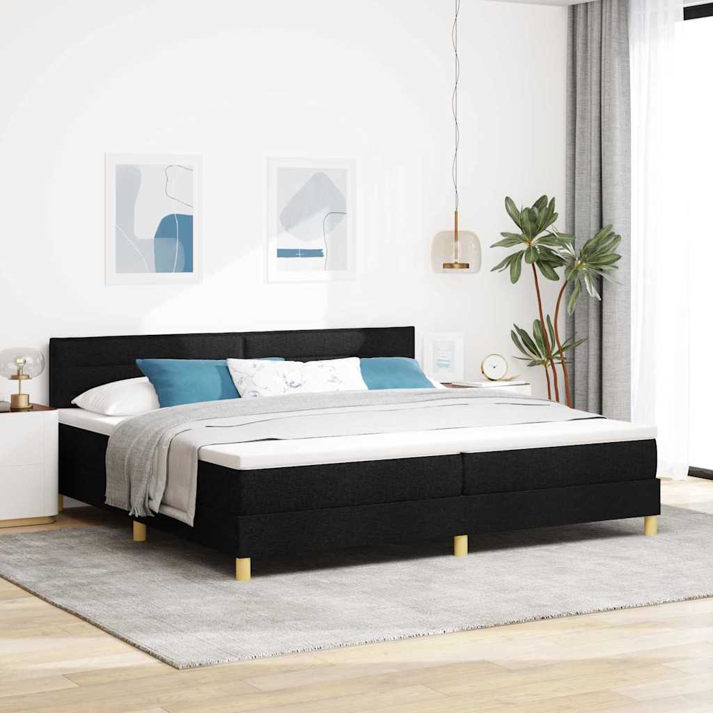 LED Box Spring Bed with Headboard Dark Brown 80 x 200 cm fabric