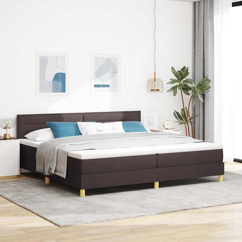 LED Box Spring Bed with Headboard Dark Brown 80 x 200 cm fabric