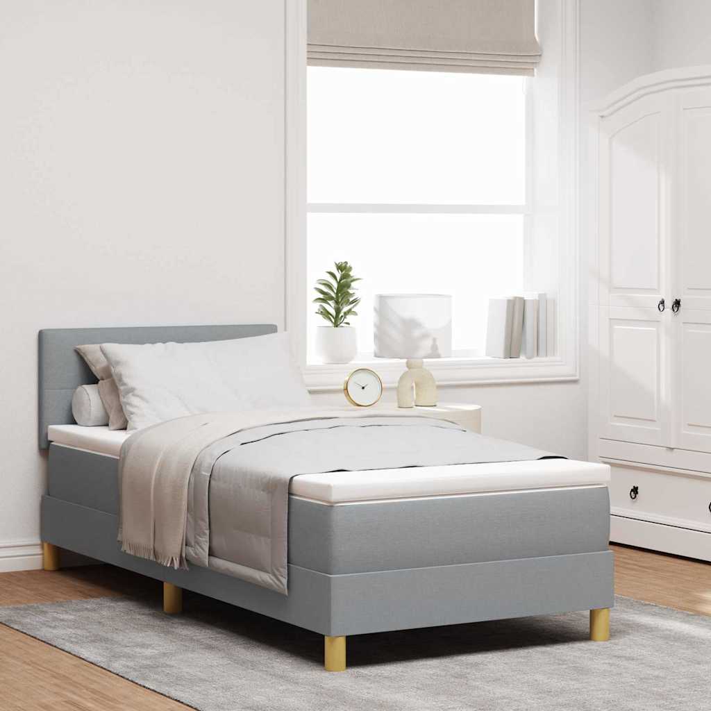 LED Box Spring Bed with Headboard Dark Brown 80 x 200 cm fabric
