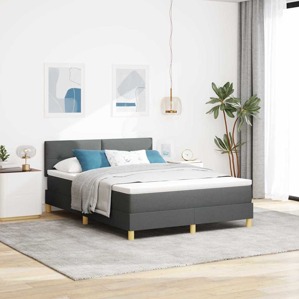 LED Box Spring Bed with Headboard Dark Brown 80 x 200 cm fabric