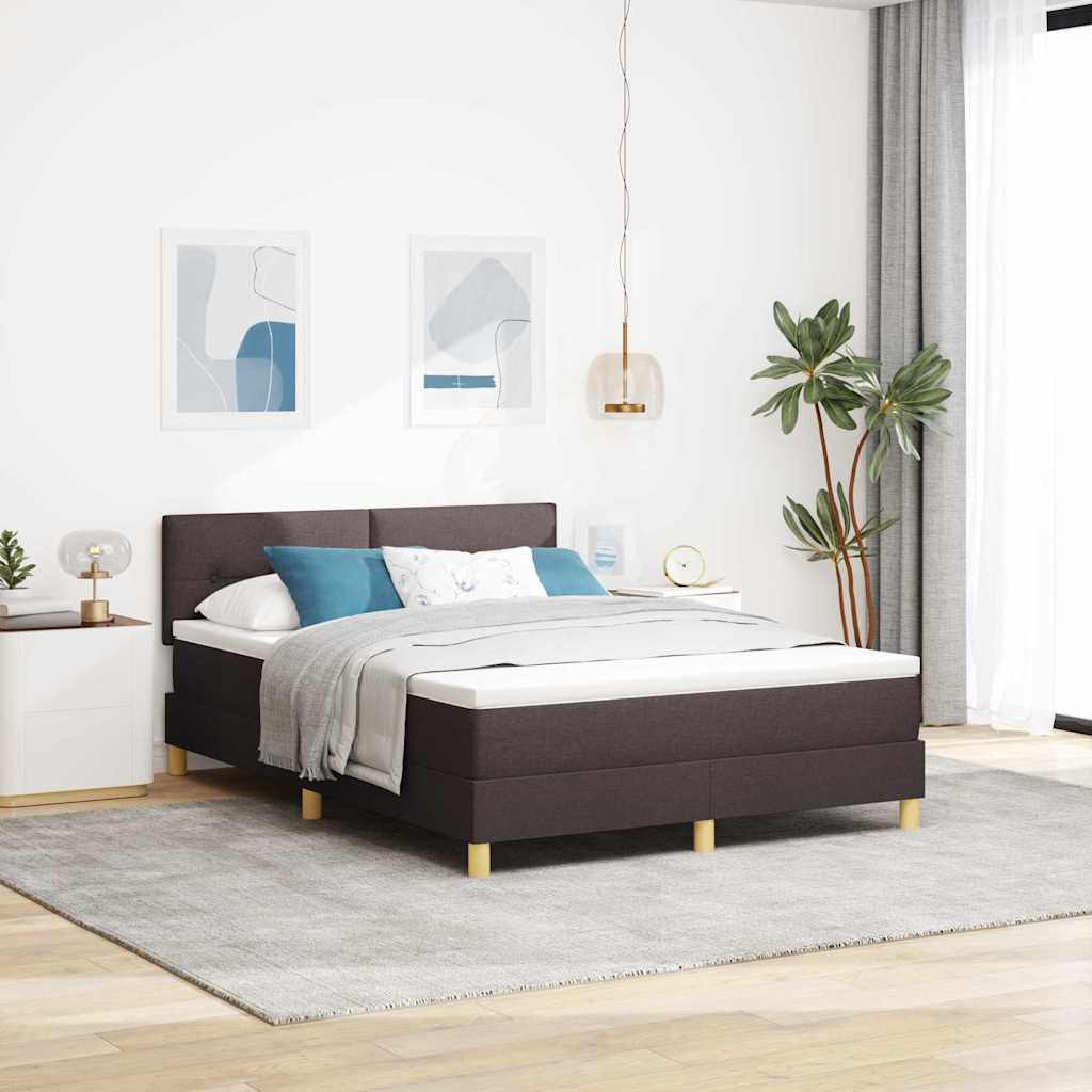LED Box Spring Bed with Headboard Dark Brown 80 x 200 cm fabric