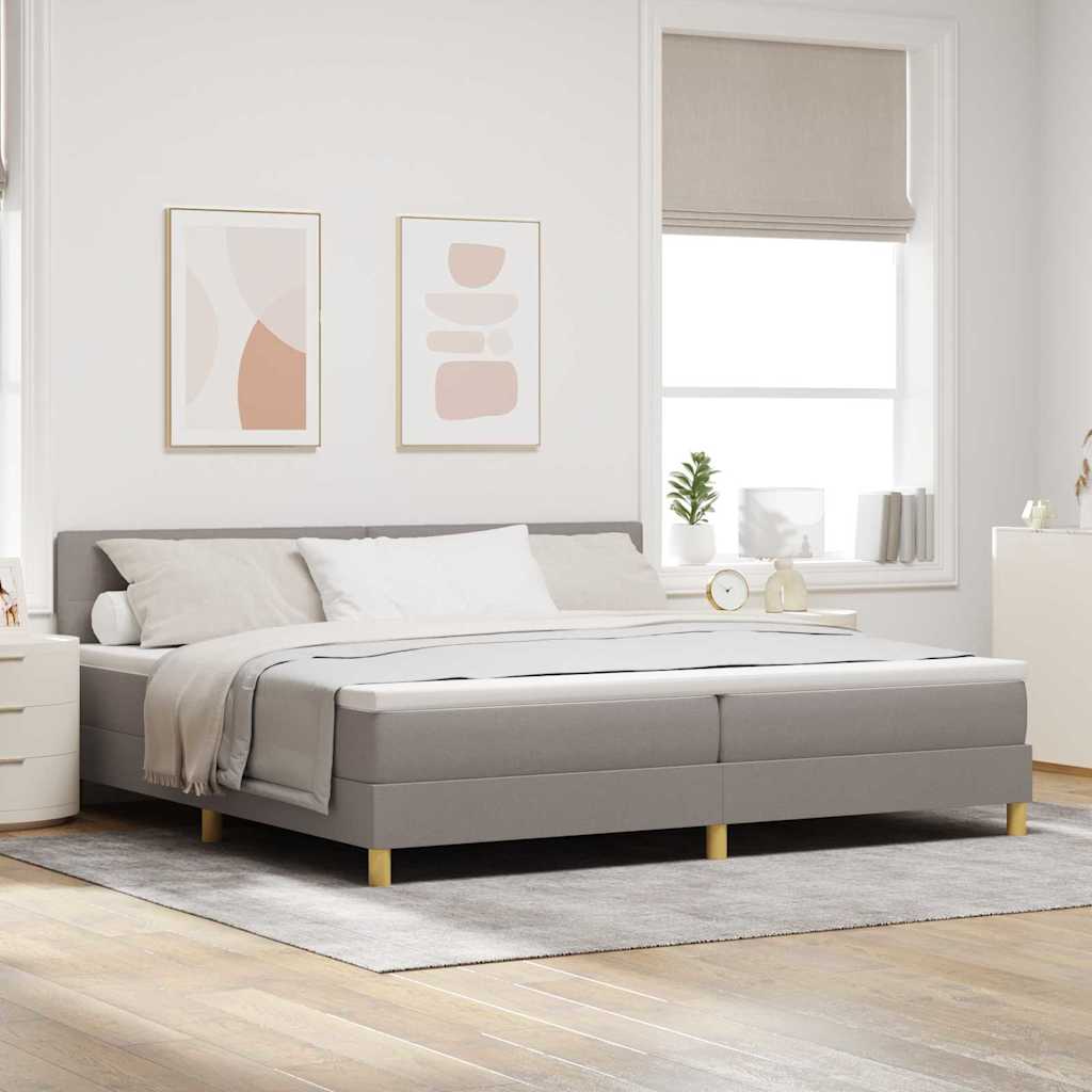 LED Box Spring Bed with Headboard Dark Brown 80 x 200 cm fabric