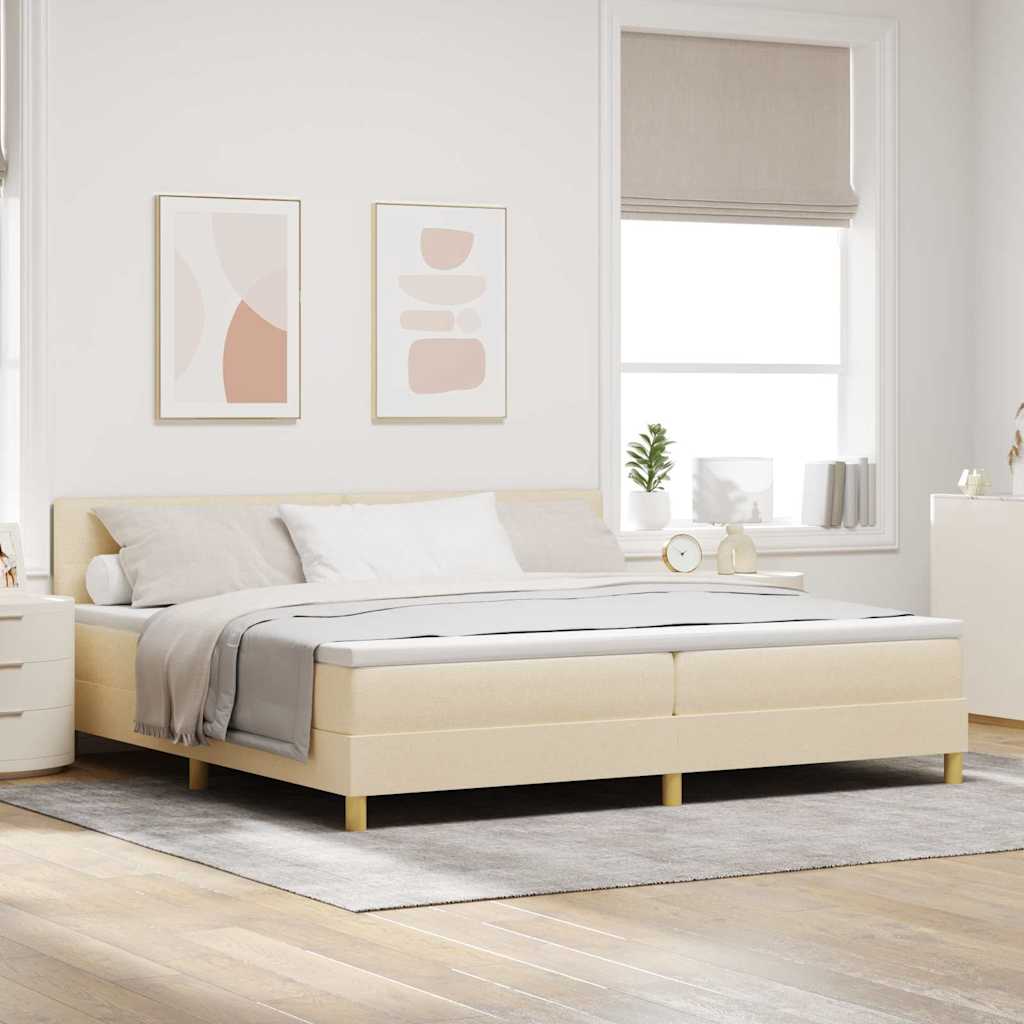 LED Box Spring Bed with Headboard Dark Brown 80 x 200 cm fabric