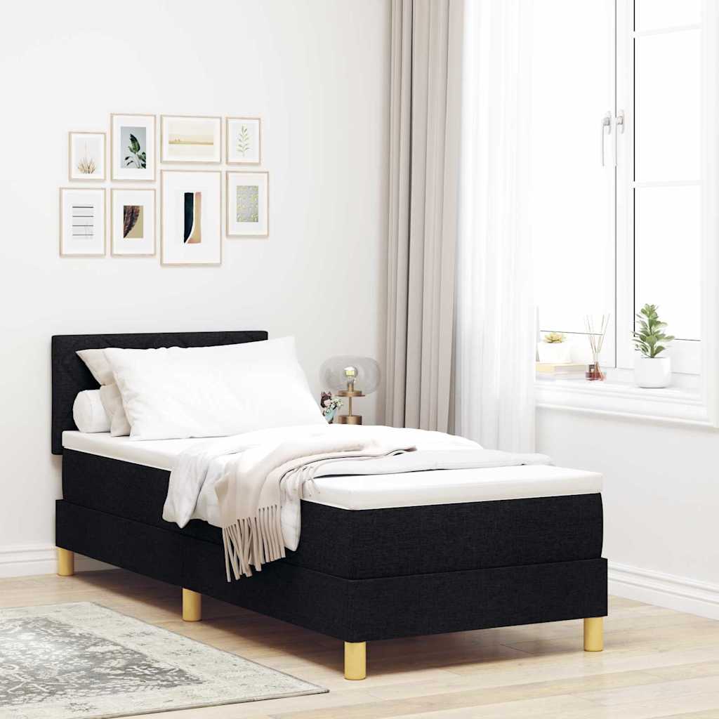 LED Box Spring Bed with Headboard Dark Brown 80 x 200 cm fabric