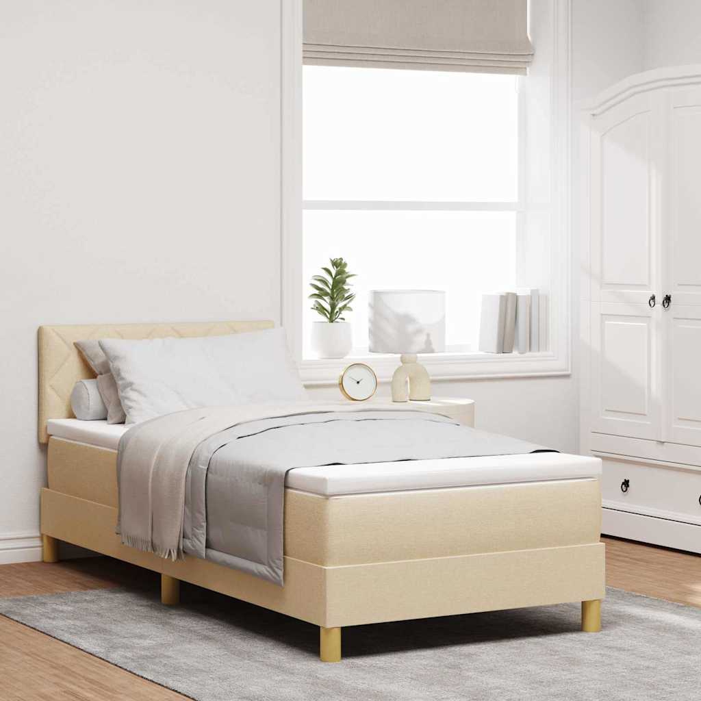 LED Box Spring Bed with Headboard Dark Brown 80 x 200 cm fabric