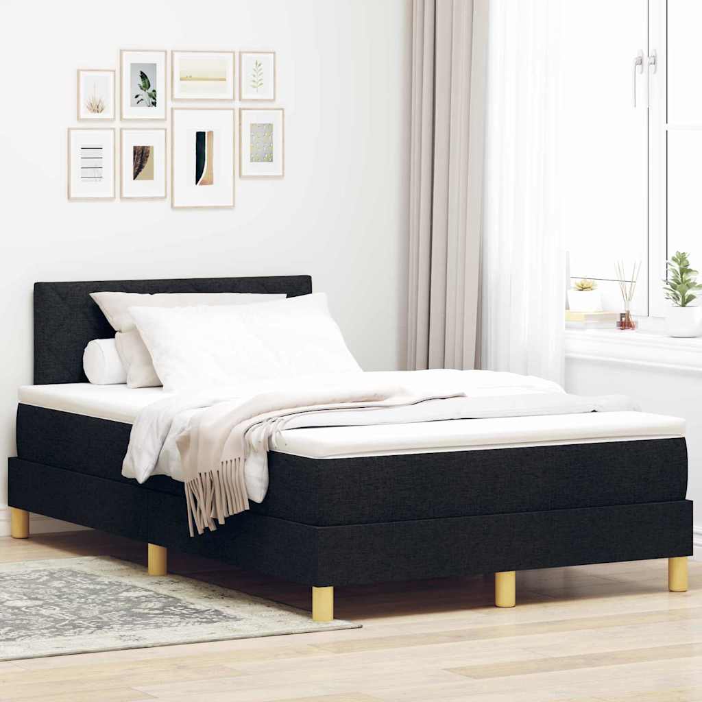LED Box Spring Bed with Headboard Dark Brown 80 x 200 cm fabric