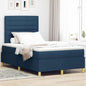 Cama Box Spring LED com colchão Azul 100 x 200 cm tecido