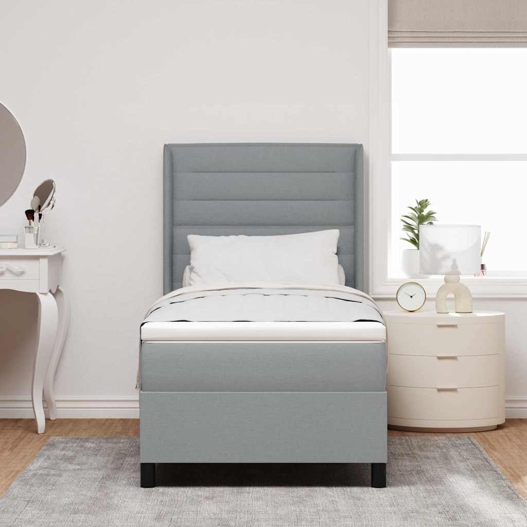 Blue LED Box Spring Bed with Headboard 140 x 190 cm fabric
