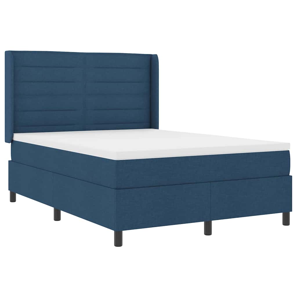 Cama Box Spring LED con cabecera Azul 140 x 190 cm tela