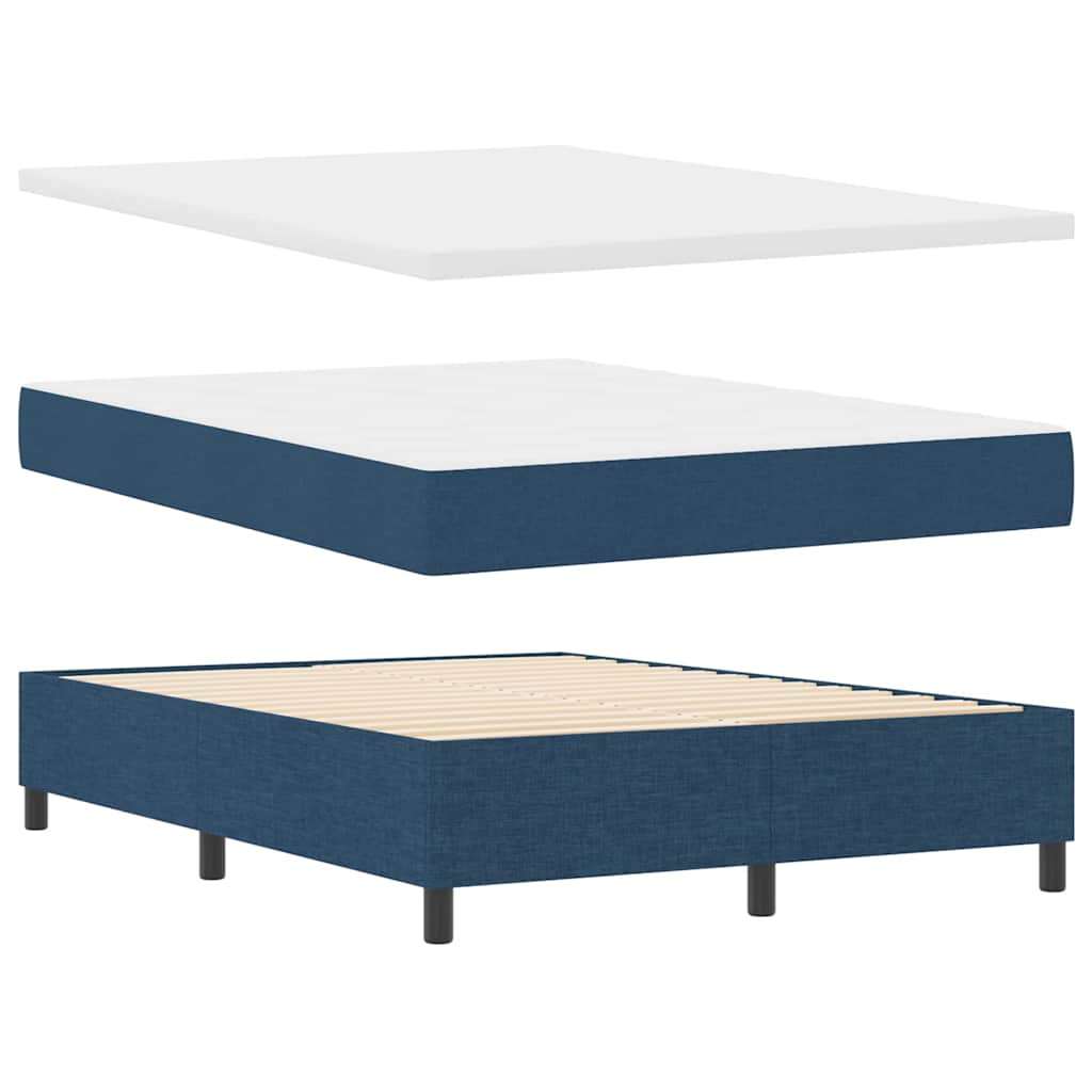 Cama Box Spring LED con cabecera Azul 140 x 190 cm tela