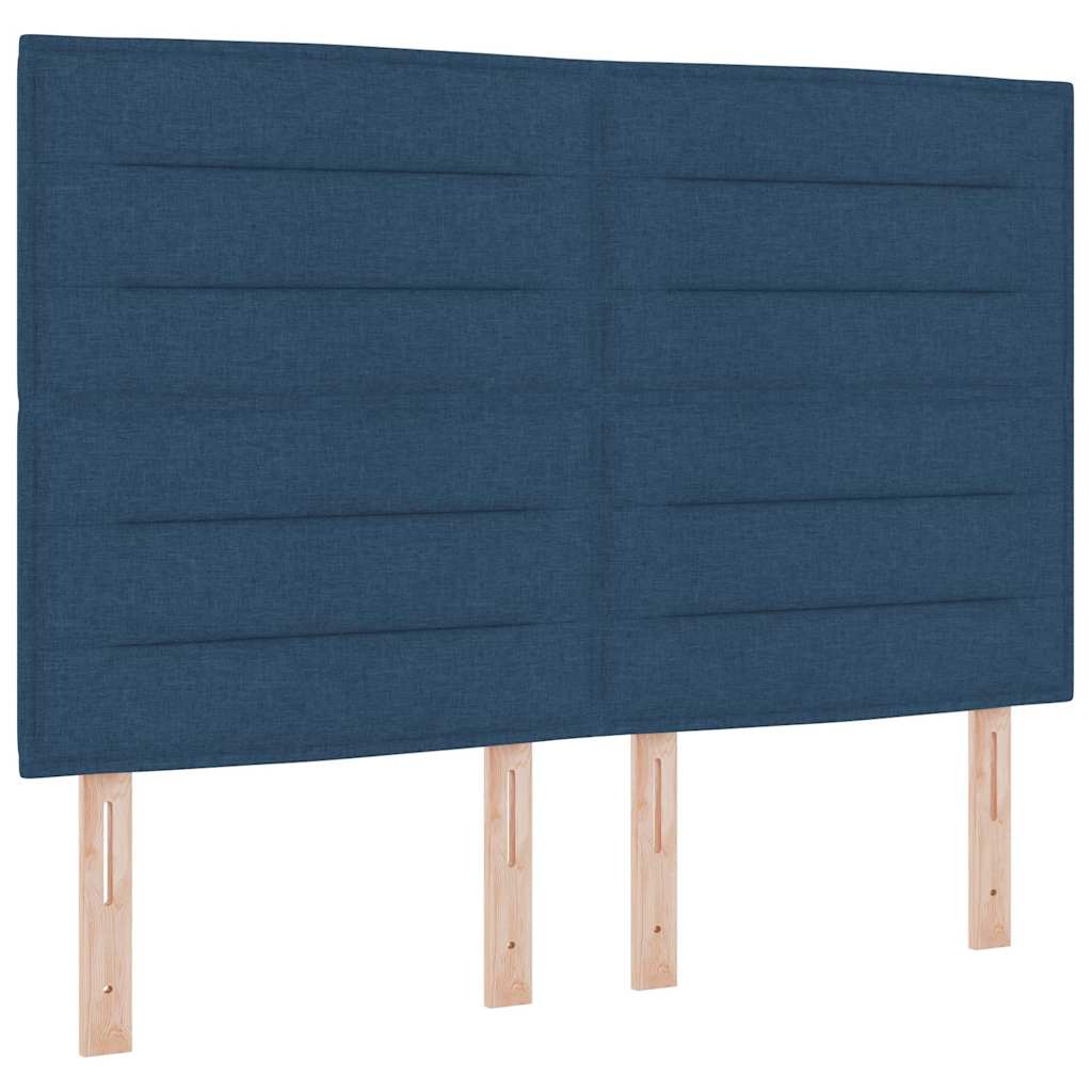 Cama Box Spring LED con cabecera Azul 140 x 190 cm tela