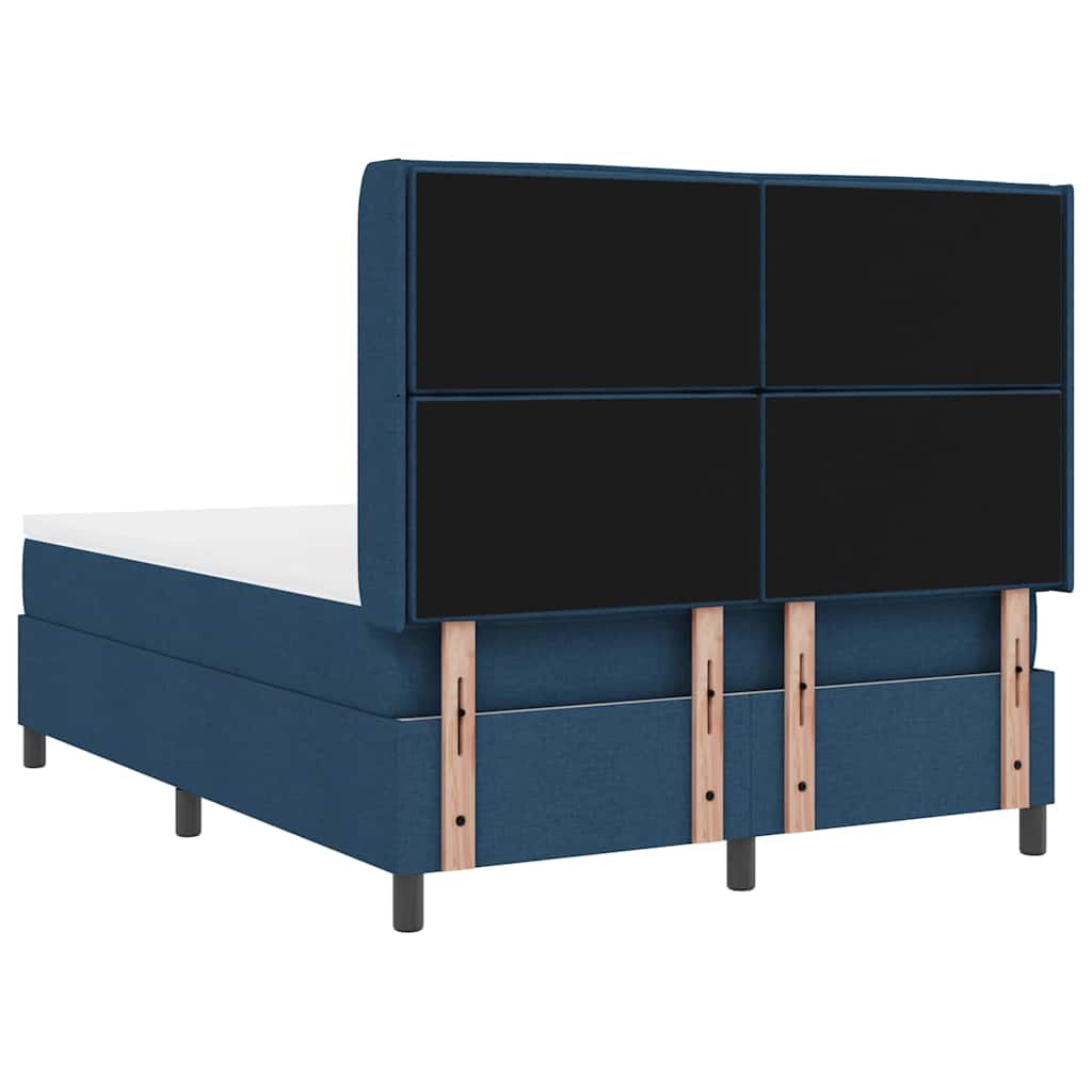 Cama Box Spring LED con cabecera Azul 140 x 190 cm tela