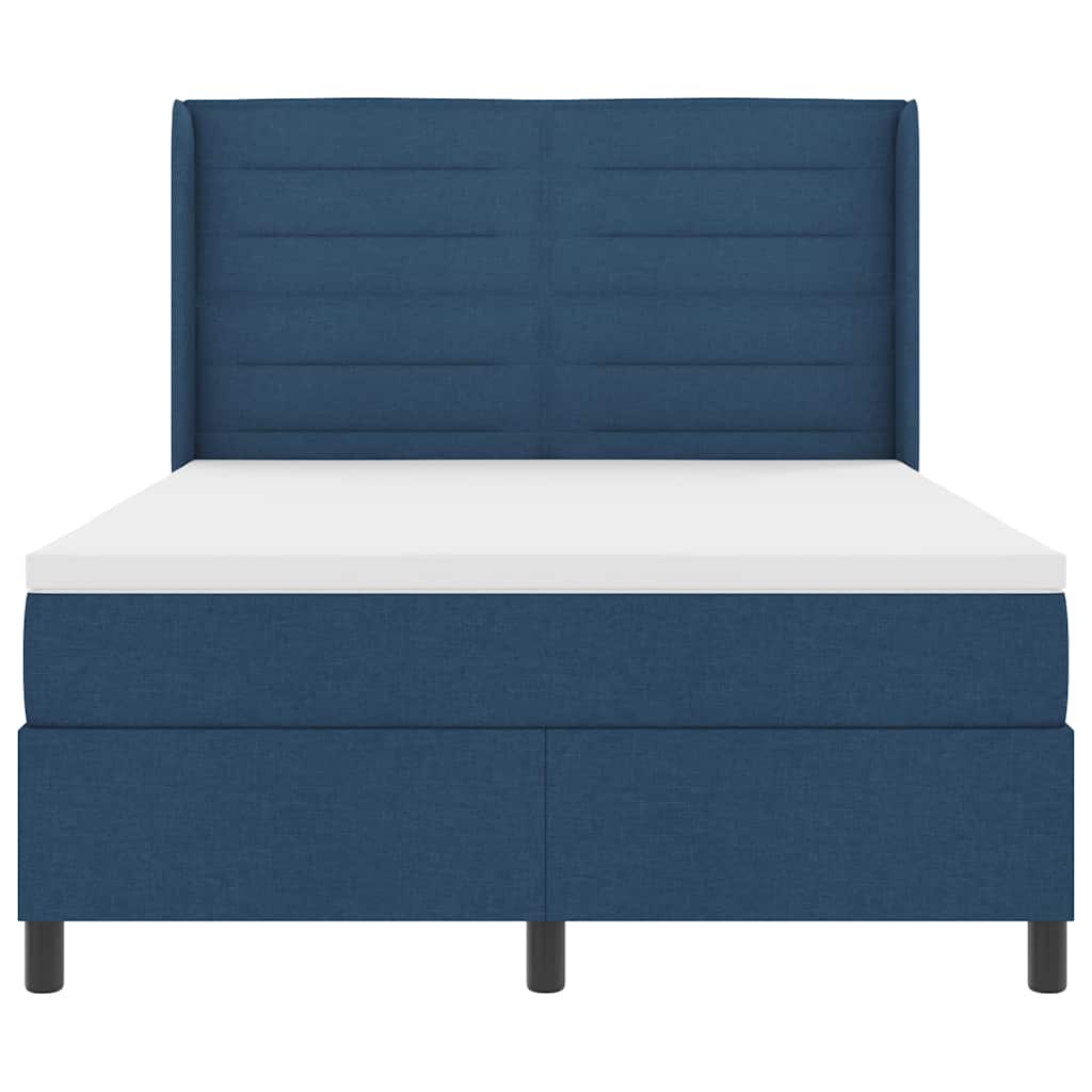 Cama Box Spring LED con cabecera Azul 140 x 190 cm tela